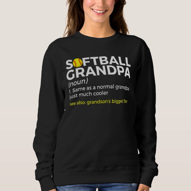 Softball Grandpa Definition Grandson's Biggest Fan T Shirt (Framsida)