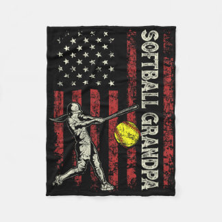 Softball Grandpa Us Flag Gifts Dad Men Patriotic F Fleecefilt