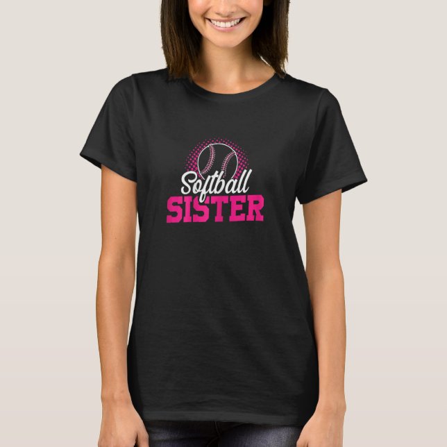 Softball Graphics Women Sisters Softball Player T Shirt (Framsida)