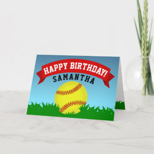 Softball Grattis på födelsedagen Kort