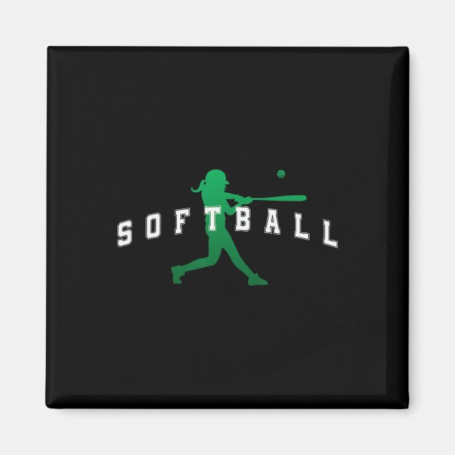 Softball Grön Team Spelare Varsity Text  Magnet (Framsidan)