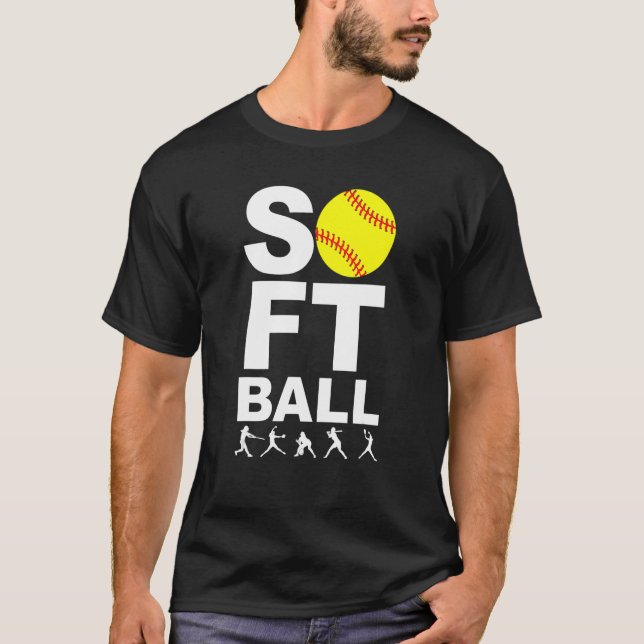 SOFTBALL Gult Boll med batisering, klumpstanser T Shirt (Framsida)