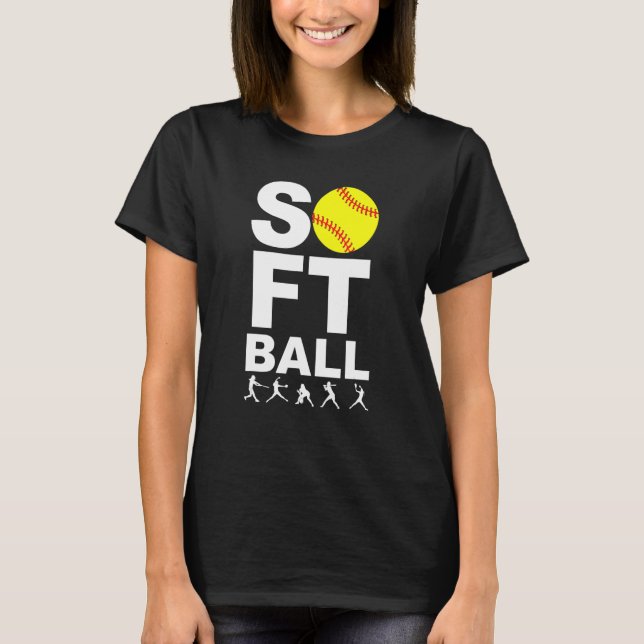 SOFTBALL Gult Boll med batisering, klumpstanser T Shirt (Framsida)