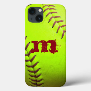Softball Gult Fast Pitc Monogram SAMSUNG S4 Fodral