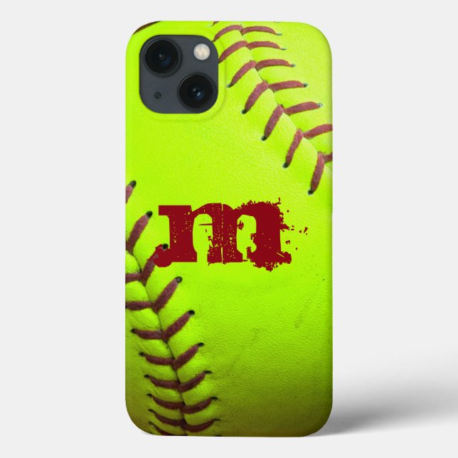 Softball Gult Fast Pitc Monogram SAMSUNG S4 Fodral (Baksida)