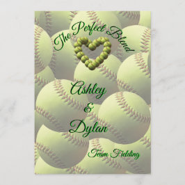 Softball Heart-blandad familj Bröllop Inbjudningar