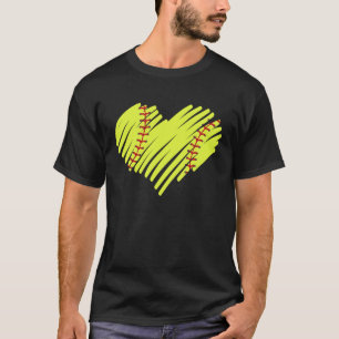 Softball Heart Boll Mamma Pappa Manar Women Baseba T Shirt