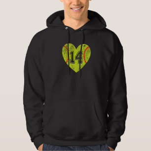 Softball Heart Player 14 Softball Mamma Pappa Vars Hoodie