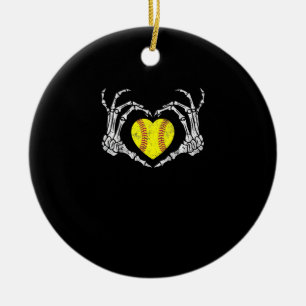 Softball Heart Skeleton Hand Halloween Costume Rol Julgransprydnad Keramik