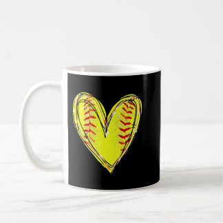 Softball Heart Softball Game Day Apparat Softball Kaffemugg