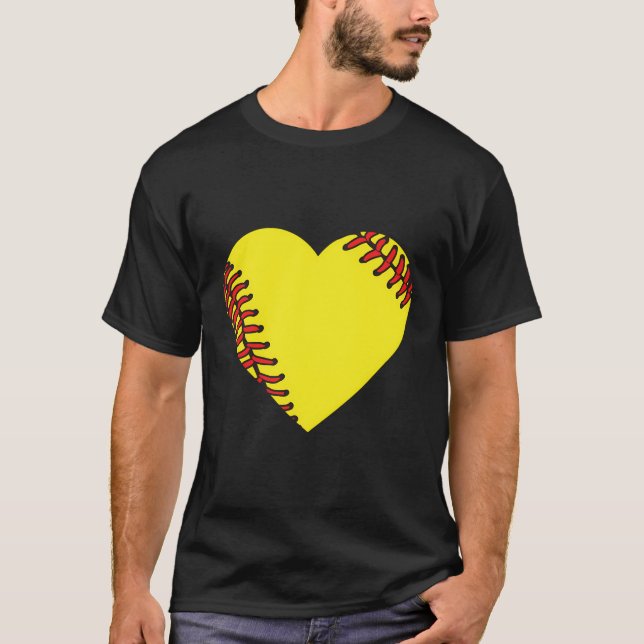 Softball Heart T Shirt (Framsida)