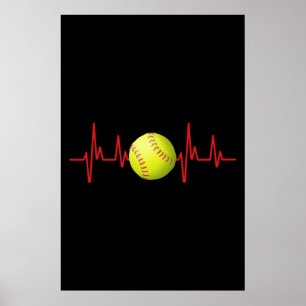 Softball Heartslag EKG Poster