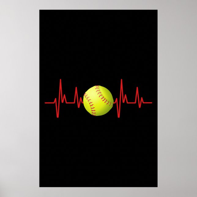 Softball Heartslag EKG Poster (Framsidan)