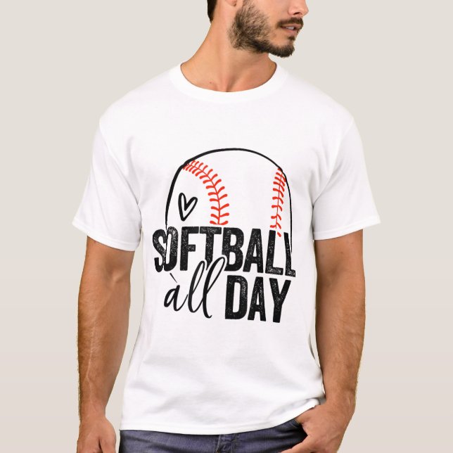 Softball hela dagen t shirt (Framsida)