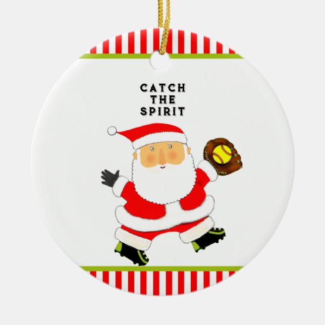 Softball Helgdag Gift Julgransprydnad Keramik (Framsidan)
