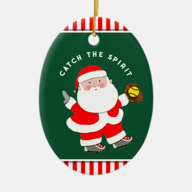 Softball Helgdag Gift Julgransprydnad Keramik (Framsidan)