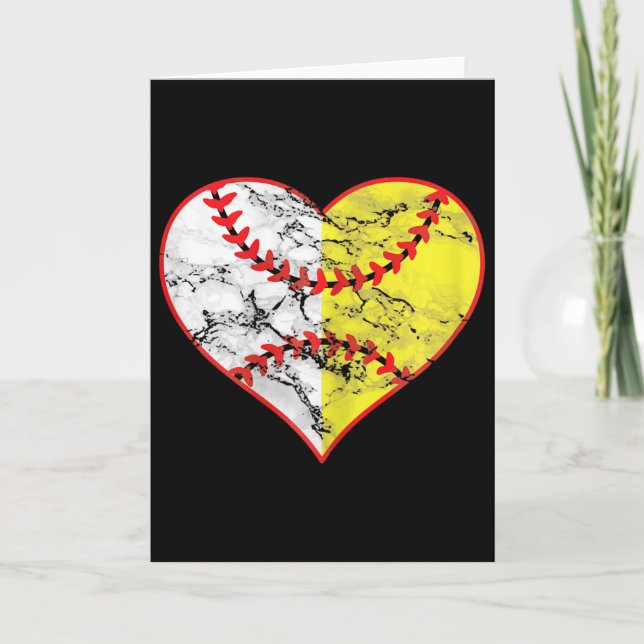 Softball Hjärta Mamma Baseboll Mors Dag Bästa Bas Kort (Framsida)