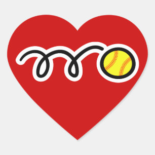 Softball Hjärtformat Klistermärke