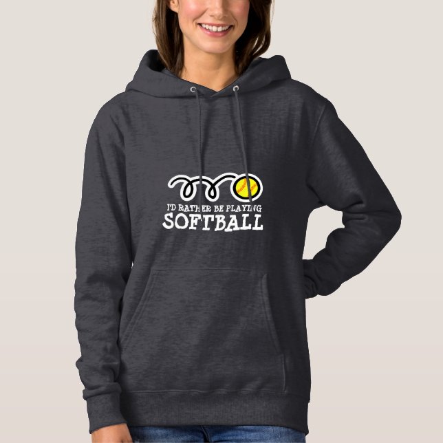 Softball hoodie för kvinnor med roliga citattecken tee (Framsida)