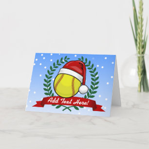 Softball i en stil för Santa hattjul Helgkort