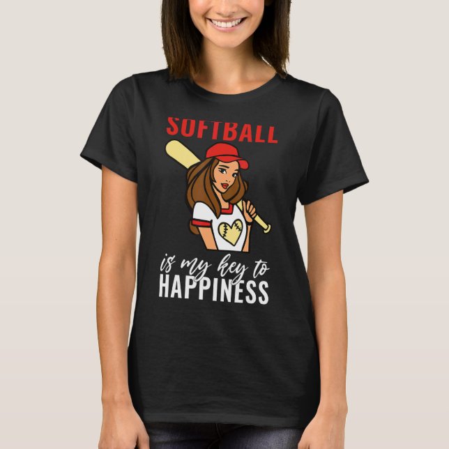 Softball is my Key to Happiness   Softball T Shirt (Framsida)
