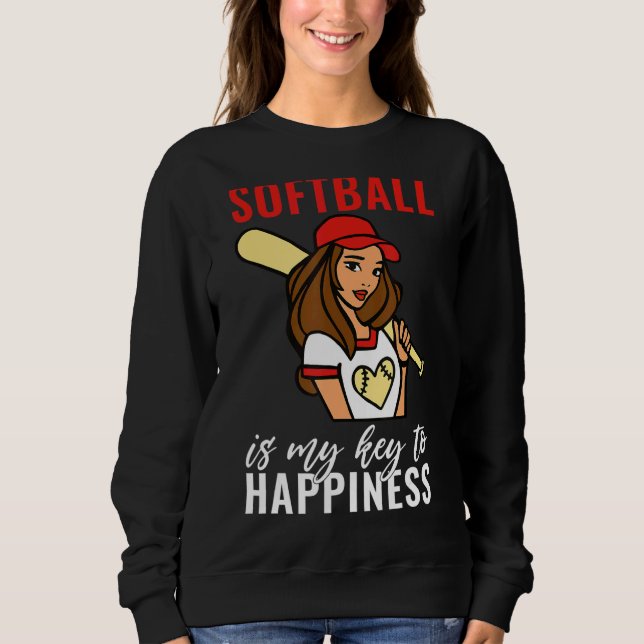 Softball is my Key to Happiness   Softball T Shirt (Framsida)