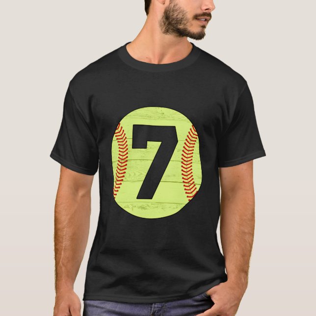 Softball Jersey nummer 7 T Shirt (Framsida)