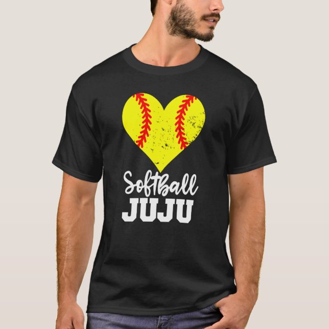 Softball Juju Softball Heart Grandma Juju T Shirt (Framsida)