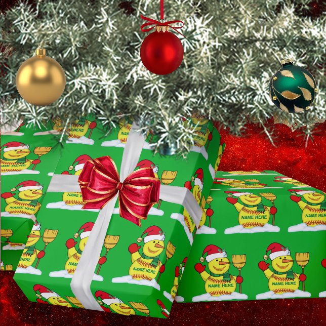 Softball Jul Wrapping Papper, PERSONLIG Presentpapper (Softball Christmas Decorations. Softball Gift Wrapping Paper. Softball Christmas Ideas. )
