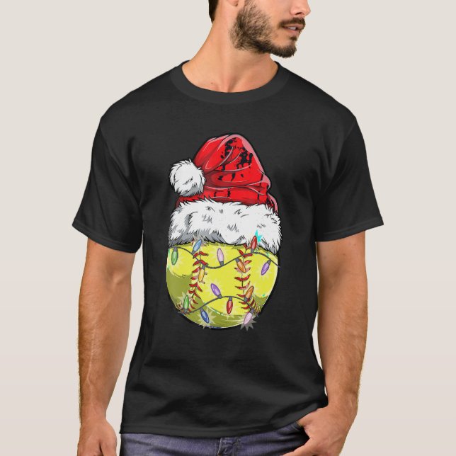 Softball jultomten Hat Funny Softball Julafton H T Shirt (Framsida)