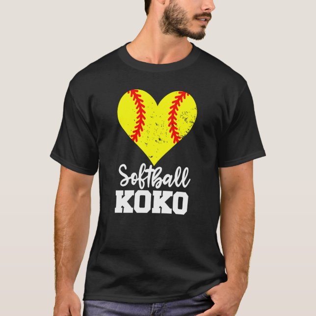 Softball Koko Softball Heart Grandma Koko T Shirt (Framsida)