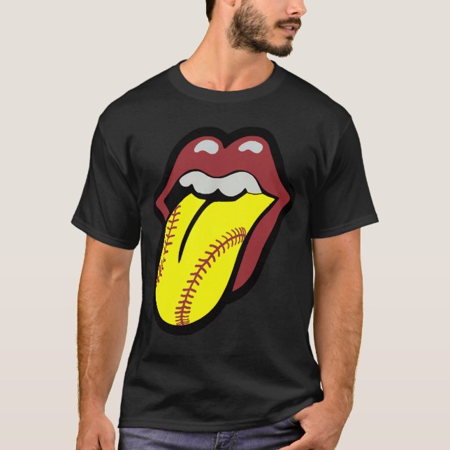 Softball Läppar Softball Kiss T Shirt (Framsida)