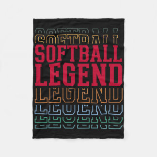 Softball Legend Funny Layered Text Team Player Coa Fleecefilt