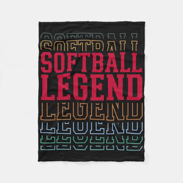 Softball Legend Funny Layered Text Team Player Coa Fleecefilt (Framsidan)