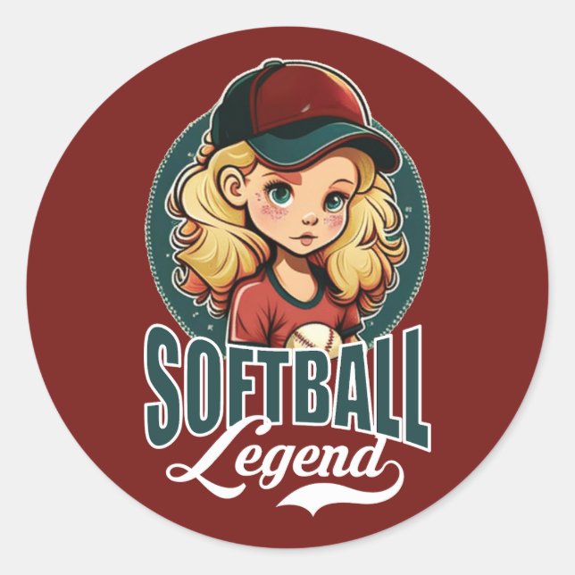 Softball Legend Runt Klistermärke (Framsida)
