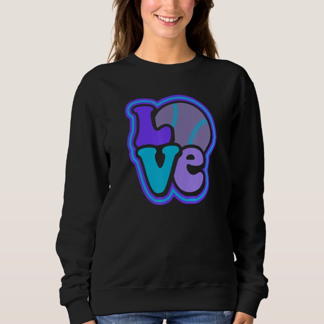 Softball Love for Teen Girls & Women Blue & Purple T Shirt (Framsida)