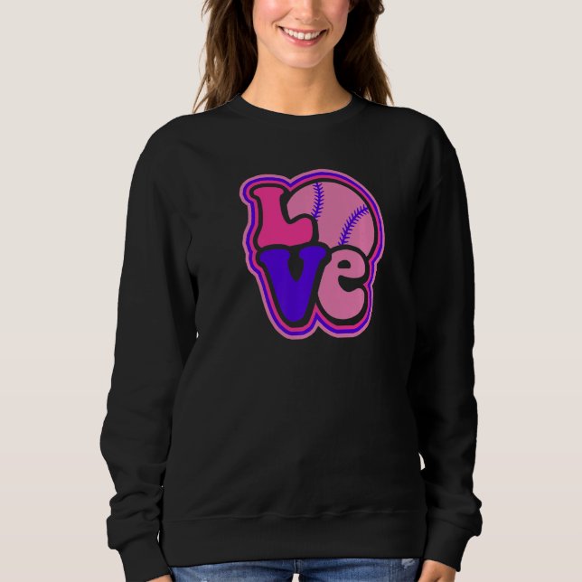Softball Love for Teen Girls & Women Purple & Pink T Shirt (Framsida)
