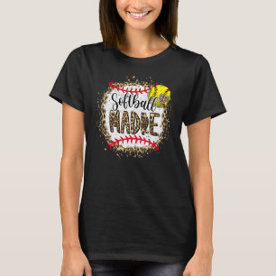 Softball Madre Leopard Bleached Mors dag Game T Shirt