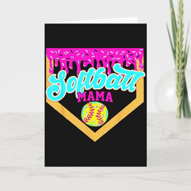 Softball Mama Drip Glass Strömmande Game Day Mjuk Kort (Framsida)