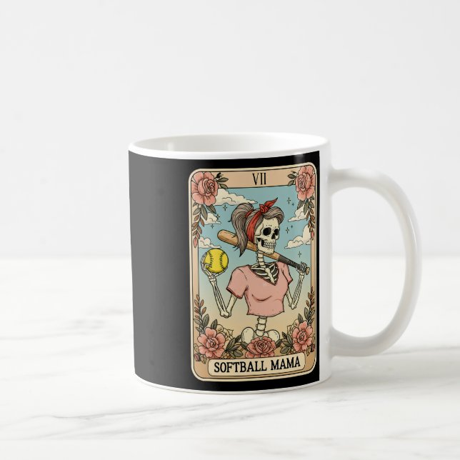Softball Mama Tarotkort Skelett Halloween Retro  Kaffemugg (Höger)