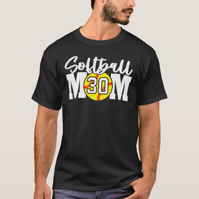 Softball Mamma #30 T Shirt (Framsida)