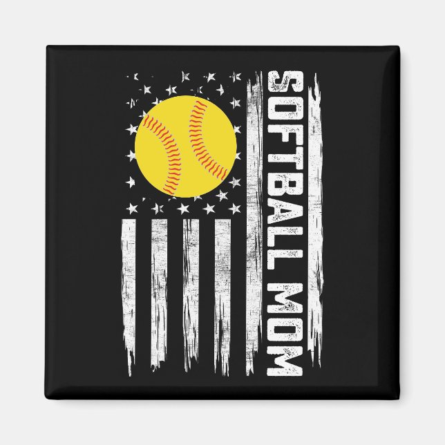 Softball Mamma Amerikanska USA:s Flagga Mors dag Magnet (Framsidan)