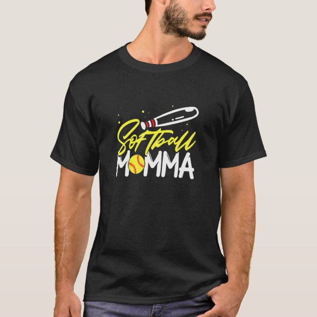 Softball Mamma Catcher Pitcher Mors Dag Mamma T Shirt (Framsida)