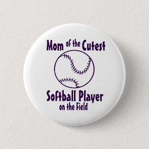 Softball Mamma Cutest på Fält Knapp