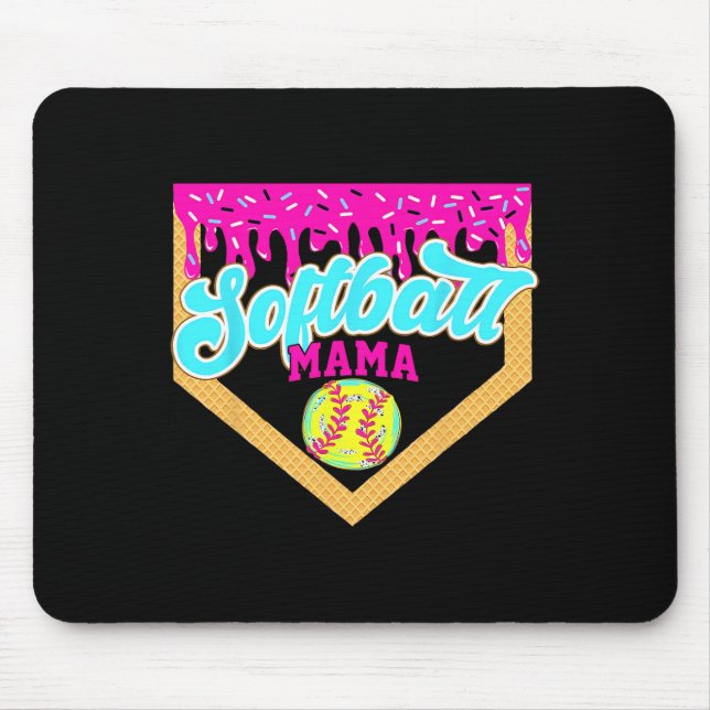 Softball Mamma Drip Glassigt Isflöde Matchdag Mjuk Musmatta (Framsidan)