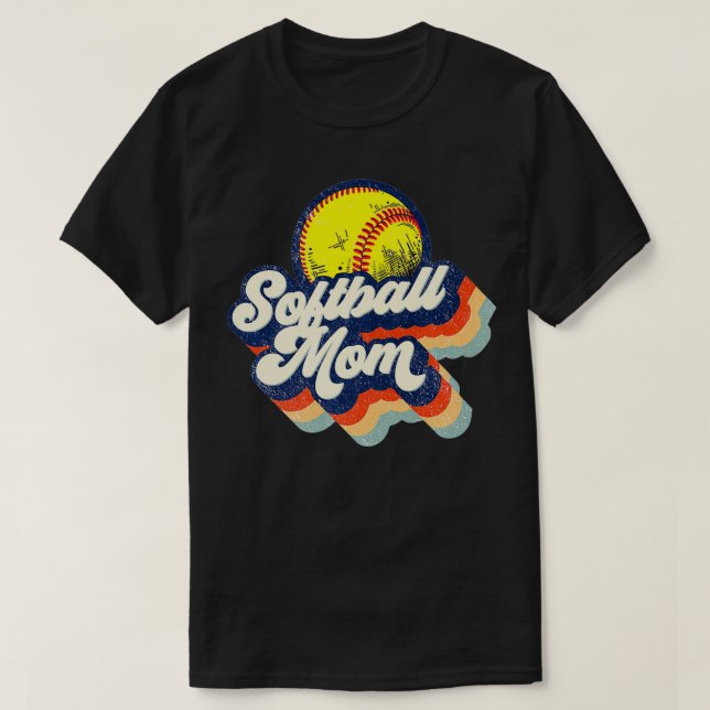 Softball Mamma Funny Baseball Mamma Älskare Ret Mo T Shirt (Design framsida)