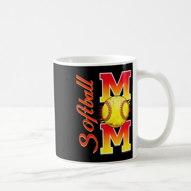 Softball Mamma Funny Baseball Mamma Mors dag Softb Kaffemugg (Höger)