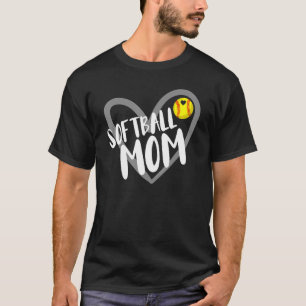 Softball Mamma Heart Mamma Mors dag T Shirt