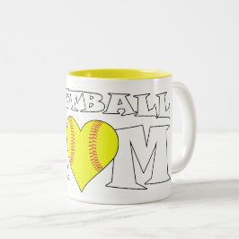 Softball Mamma Heart-Shaped Fastpitch Softball Spo Två-Tonad Mugg