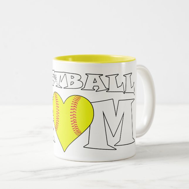 Softball Mamma Heart-Shaped Fastpitch Softball Spo Två-Tonad Mugg (Framsida höger)